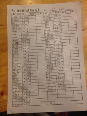 Menu at Yang YiMa SiWaWa in Guiyang