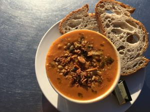 Over the winter period we provide at least one vegan soup option, again our soups are made with fresh local produce  at Tom Foolery Coffee Company in Shoreham-by-sea