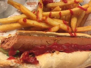Seitan roll and fries at Herman ze German - Soho in London