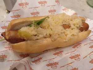 Vegane Wurst mit Sauerkraut at Herman ze German - Soho in London