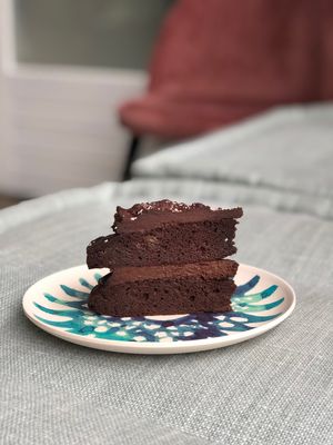 Vegan chocolate cake (refined sugar & gluten “free”). “Death By Chocolate” at Willem-Pie Bakery in Amsterdam