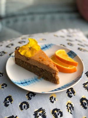 Vegan orange & cardamom cheesecake (refined sugar free & gluten “free”) at Willem-Pie Bakery in Amsterdam