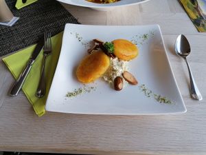 Kartoffel-Schlutzkrapfen at  Bödele Alpenhotel in Schwarzenberg