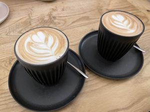 Cafés con leche de soja  at Religion Coffee in Madrid