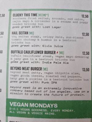 Vegetarian/ vegan options on menu at BrewDog in Brussels