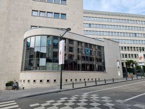 Front, its on the corner at BrewDog in Brussels