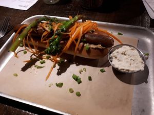 vegan hot dog at BrewDog in Brussels