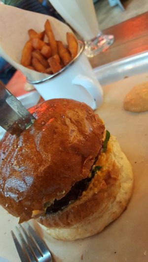 Vegetarian Burger with sweetpotatos at BrewDog in Brussels