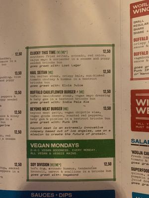 Vegan menu in English  at BrewDog in Brussels
