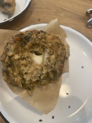 greek muffin🤤 must try bc look at that feta inside gorgeous  at Wild & The Moon - Amelot in Paris