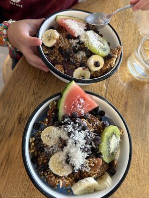 Smoothie bowls! Açai Bowl (back) and Blue Magic Bowl (front)  at Wild & The Moon - Amelot in Paris