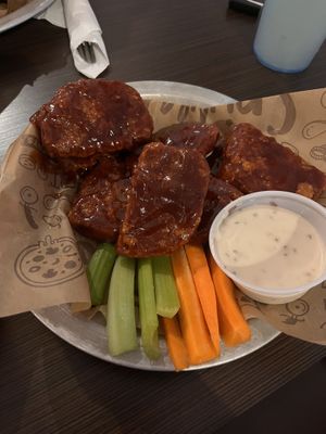 BBQ setain wings with vegan ranch  at Spinners Pizza & Subs in Albany