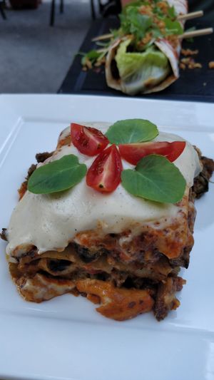 Delicious lasagna at Sabores de Sandra in Mallorca