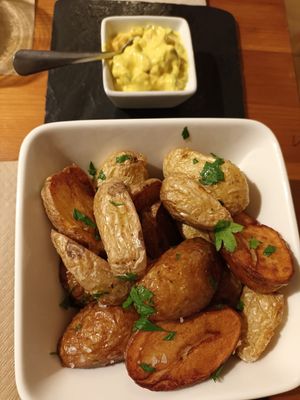 Starter- Canarian style potatoes. ( Please excuse me if the spelling is wrong) at Sabores de Sandra in Mallorca
