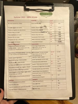 Menu summer 2022  at Sabores de Sandra in Mallorca
