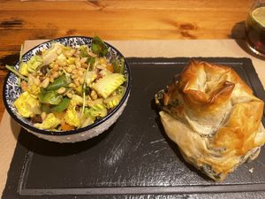 Spanakopita with salad  at Sabores de Sandra in Mallorca