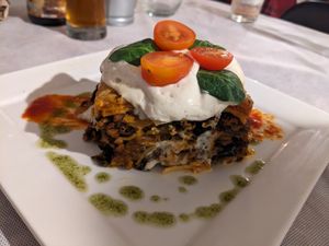 Legendary vegan lasagne at Sabores de Sandra in Mallorca