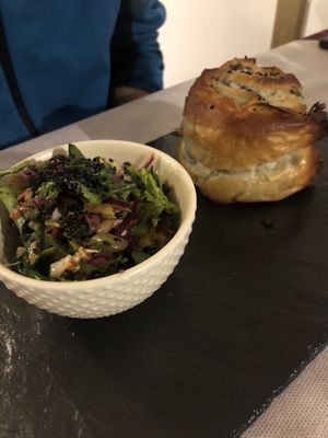 Spanakopita with mini salad  at Sabores de Sandra in Mallorca