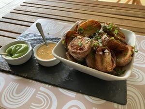 Canarian potatoes with homemade sauce   at Sabores de Sandra in Mallorca