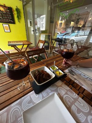 Tinto de verano with papas! at Sabores de Sandra in Mallorca