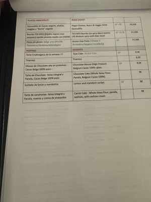 Menu page 2  at Sabores de Sandra in Mallorca