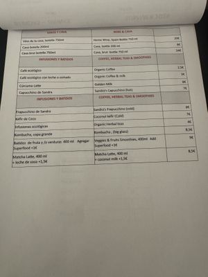 Part of the drinks listing.  at Sabores de Sandra in Mallorca