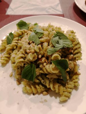 pesto pasta at Sabores de Sandra in Mallorca