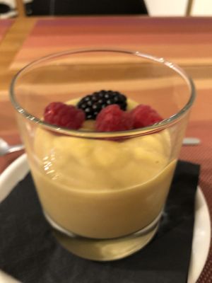 Dessert (mango based) at Sabores de Sandra in Mallorca