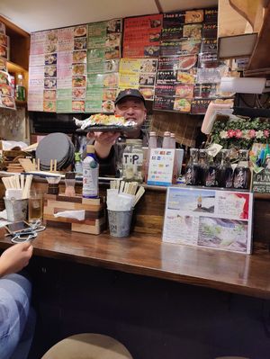 Great sushi chef with outstanding personality at Sushi Roll Double Quotation IKI in Osaka