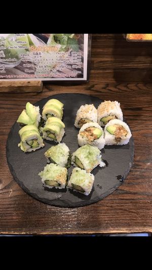 Avocado roll, Natto, green tea, delicious!! at Sushi Roll Double Quotation IKI in Osaka