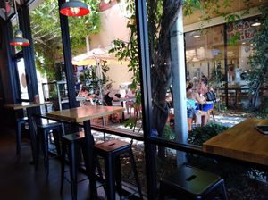 Outside seating available at Blaze Pizza in Tracy