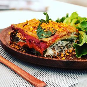 Raw Vegan Lasagna!! 
Just simply delicious! You must try it! at Rawlicious in Macau