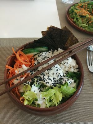 Raw sushi bowl, really just a nice salad.  at Rawlicious in Macau