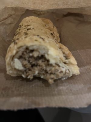 empanada de hojaldre y butifarra- brutal!  at Hanai Vegana in Barcelona