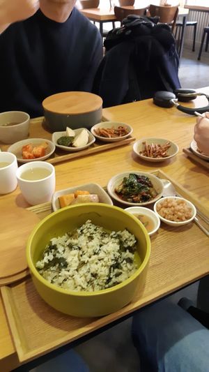 Vegan meal with all vegan side dishes (make sure to ask) at Sonyeo Mill - 소녀방앗간 in Seoul
