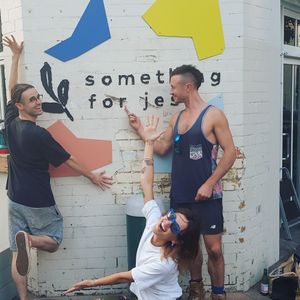 When we put the new sign on! at Something for Jess in Chippendale