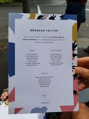 Menu at Something for Jess in Chippendale