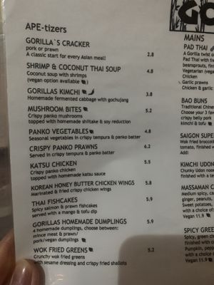 Starters - recommend mushroom bites and wok fried greens  at Gorilla in Lagos