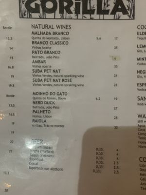 Wine & beer - recommend amalgams Branco  at Gorilla in Lagos