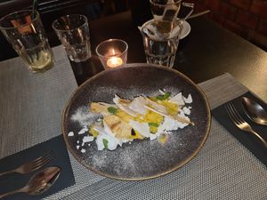 Coconut, pineapple, mango dessert at Gorilla in Lagos