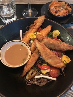 Aubergine soba with a side of kimchi   at Gorilla in Lagos