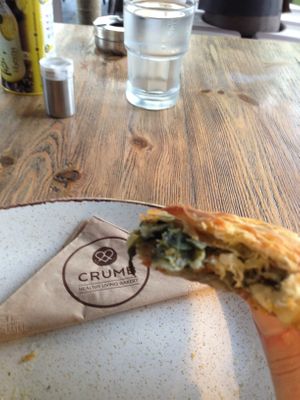 Spinach pie  at Crumb in Crete