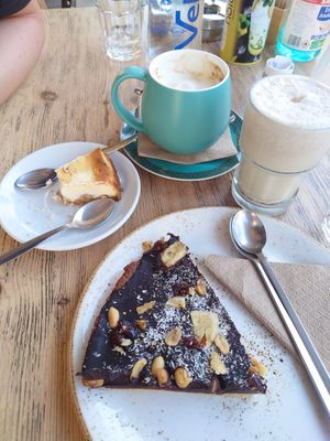 Free cheesecake, vegan Tart, double cappuccino and vegan milkshake at Crumb in Crete