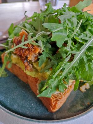 Toast falafel - avocado  - hummus at Crumb in Crete