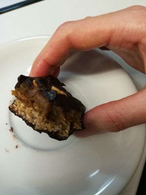 Snickers bar, according to label is vegan at Crumb in Crete