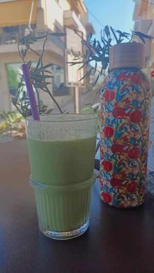 Green protein shake at Crumb in Crete