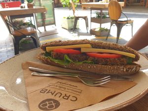 Vegan cheese sandwich at Crumb in Crete