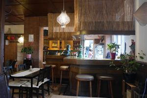 Inside. Bar, viewing kitchen behind. at Big Buddah in Raunheim