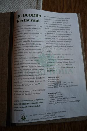 Menu at Big Buddah in Raunheim
