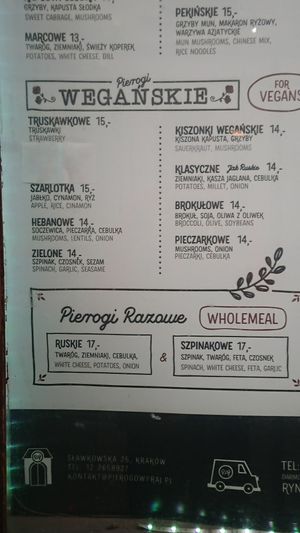 Vegan options - tasty and traditional! Available for takeaway as well at Pierogowy Raj in Krakow